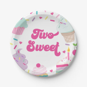 Ice Cream and Cake Two Sweet 2nd Birthday Paper Plate