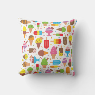 Ice Cream and Ice Lolly Pattern Girls Room Decor Throw Pillow