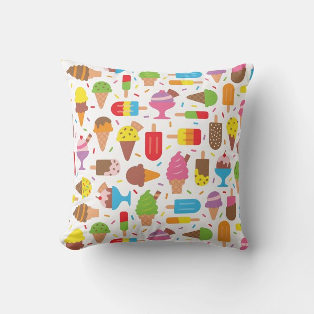 Ice Cream and Ice Lolly Pattern Girls Room Decor Throw Pillow (Front)