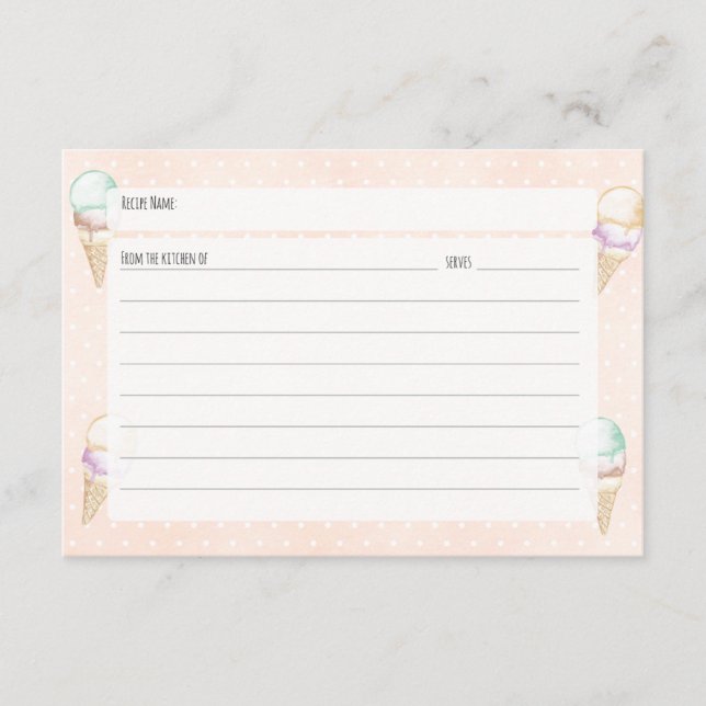 Ice Cream and Polka Dots Recipe Card (Front)