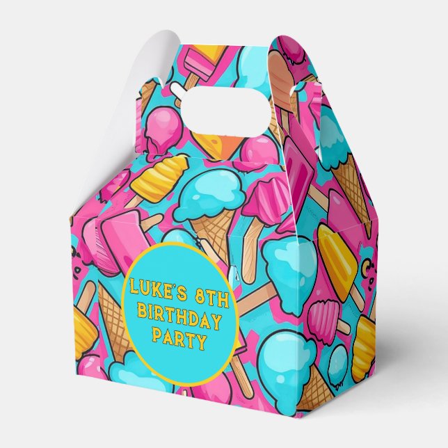 " ICE-CREAM AND POPSICLES PAPER PLATES " FAVOR BOX (Front Side)