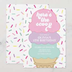 Ice Cream and Sprinkles Birthday Invitation