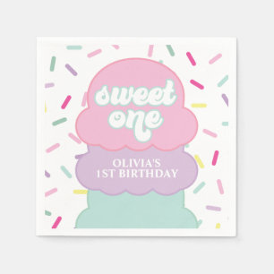 Ice Cream and Sprinkles Sweet One 1st Birthday Nap Napkin