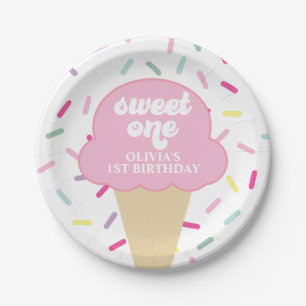 Ice Cream and Sprinkles Sweet One 1st Birthday Pap Paper Plate