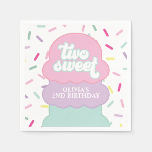 Ice Cream and Sprinkles Two Sweet 2nd Birthday Nap Napkin