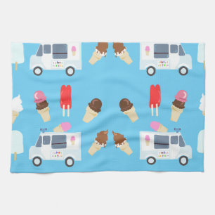 Ice Cream and Truck Pattern Kitchen Towel