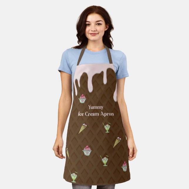 Ice Cream Apron in a Chocolate Colour (Worn)