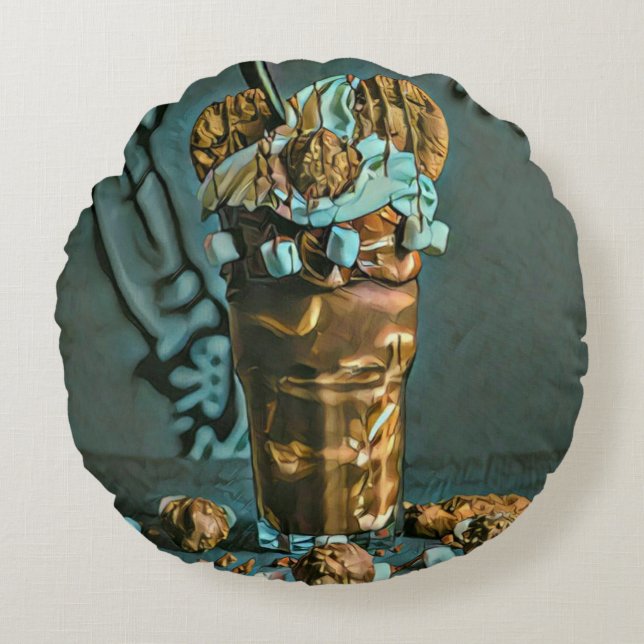 Ice cream art round pillow (Front)