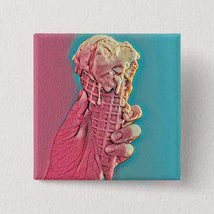 Ice cream artwork 2 inch square button
