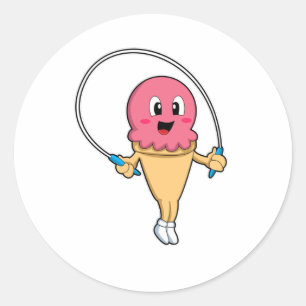 Ice cream at Fitness with Rope Classic Round Sticker