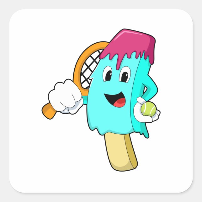 Ice cream at Tennis with Tennis racket Square Sticker (Front)