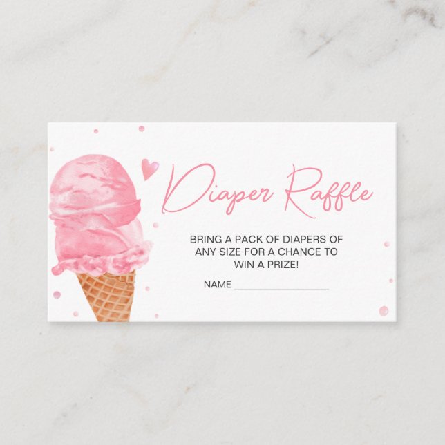 Ice Cream Baby Shower Diaper Raffle Enclosure Card (Front)