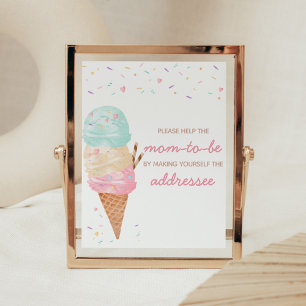 Ice Cream Baby Shower Envelope Station Poster