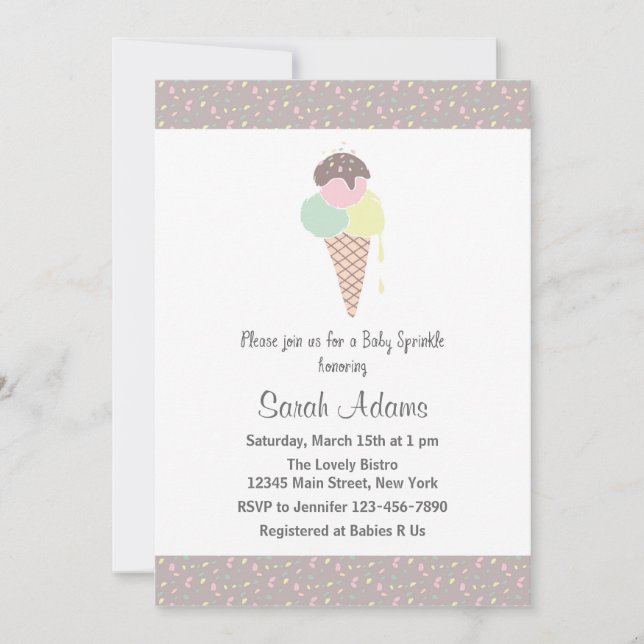 Ice Cream Baby Shower Invitation (Front)