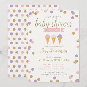Ice Cream Baby Shower Invitation - It's a Girl