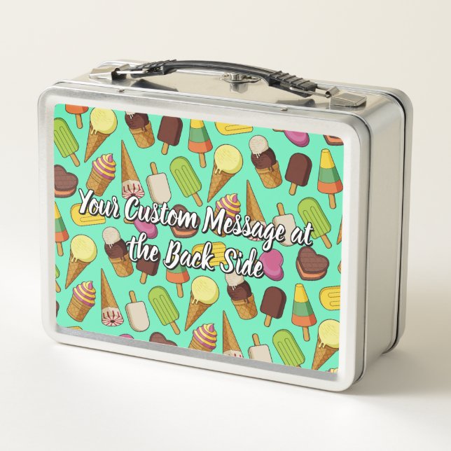 Ice Cream Background Metal Lunch Box (Back)