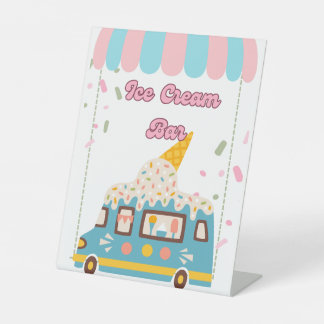 Ice Cream Bar Food Sign Tabletop Padestal