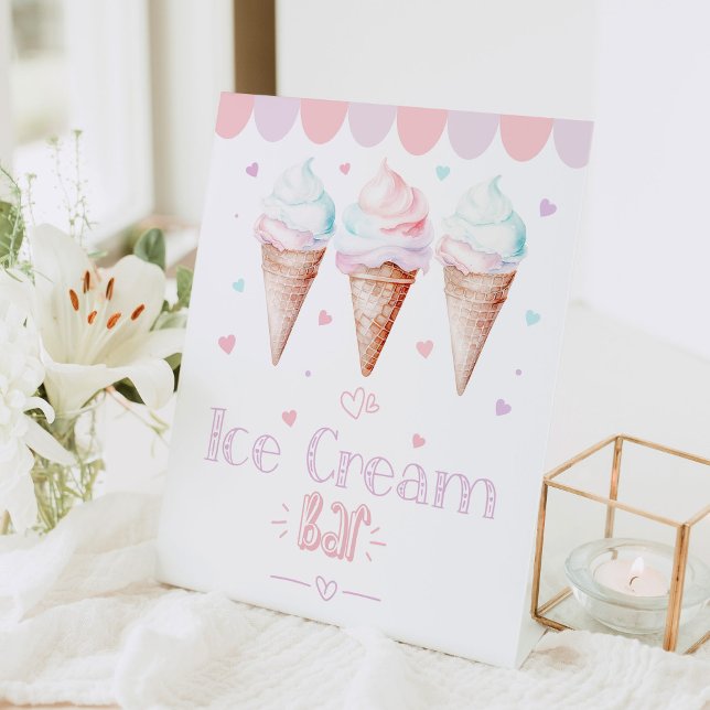Ice cream Bar Scoop Sweet birthday party Pedestal Sign (Creator Uploaded)