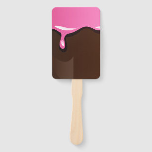 Ice Cream Bar with Strawberry Topping Hand Fan