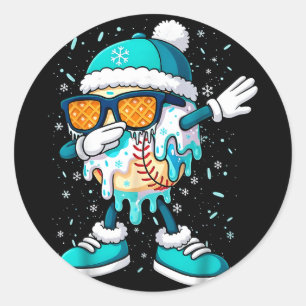 Ice Cream Baseball Drip Home Plate Bats Cool For B Classic Round Sticker