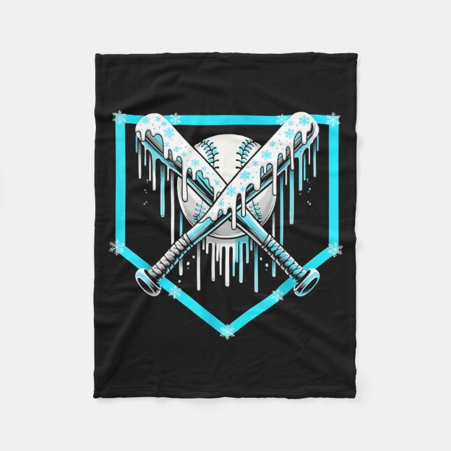 Ice Cream Baseball Drip Home Plate Bats Cool For B Fleece Blanket (Front)