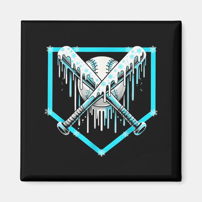 Ice Cream Baseball Drip Home Plate Bats Cool For B Magnet (Front)
