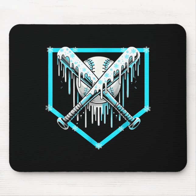 Ice Cream Baseball Drip Home Plate Bats Cool For B Mouse Pad (Front)
