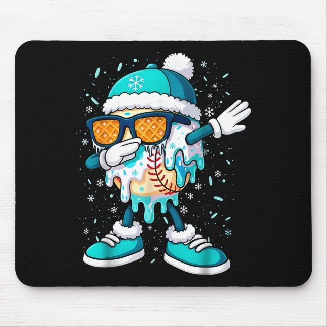 Ice Cream Baseball Drip Home Plate Bats Cool For B Mouse Pad (Front)