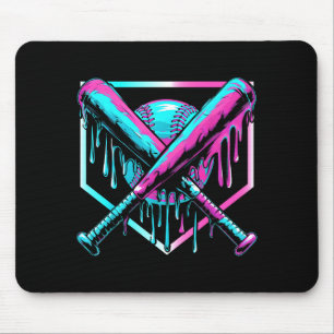 Ice Cream Baseball Drip Home Plate Bats Cool For B Mouse Pad