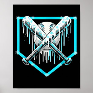 Ice Cream Baseball Drip Home Plate Bats Cool For B Poster