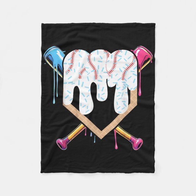 Ice Cream Baseball Shirt - Baseball Shirts For Boy Fleece Blanket (Front)