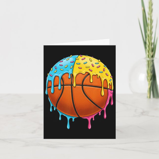 Ice Cream Basketball Drip With Colourful Sprinkles Card (Front)