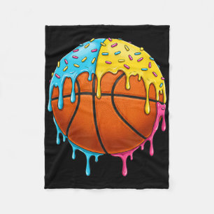 Ice Cream Basketball Drip With Colourful Sprinkles Fleece Blanket