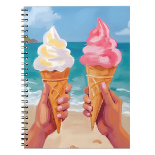 Ice Cream Beach Ocean Watercolor Painting Notebook