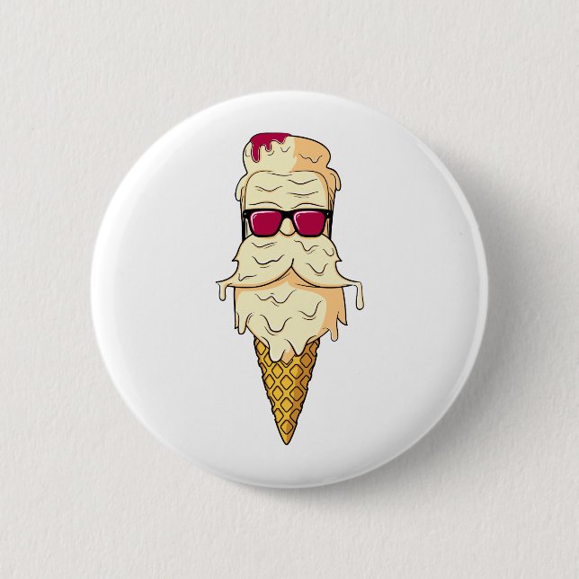Ice Cream Beard 2 Inch Round Button (Front)