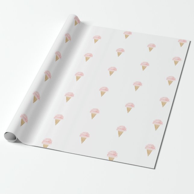 Ice Cream Birthday Christmas Party Wrapping Paper (Unrolled)