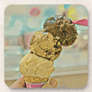 Ice cream birthday gift coaster