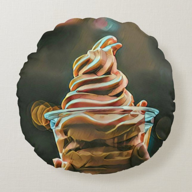 Ice cream birthday gift round pillow (Front)