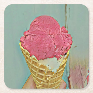 Ice cream birthday gift square paper coaster