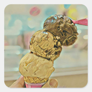 Ice cream birthday gift square sticker