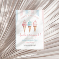 Ice Cream Birthday Invitation, Here's The Scoop