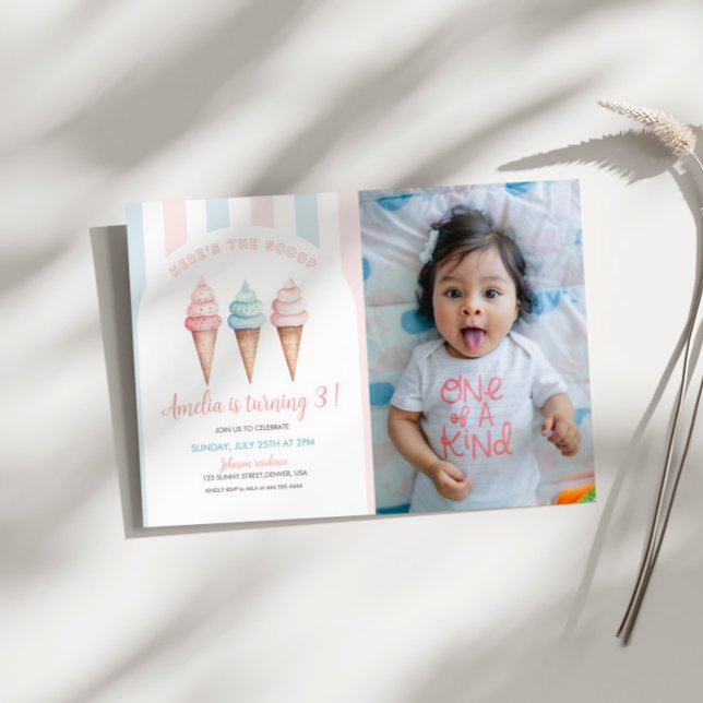 Ice Cream Birthday Invite, Here's The Scoop Photo Invitation (Creator Uploaded)