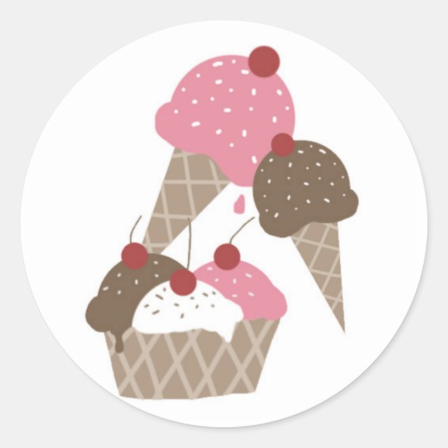 Ice Cream Birthday Labels Sticker (Front)
