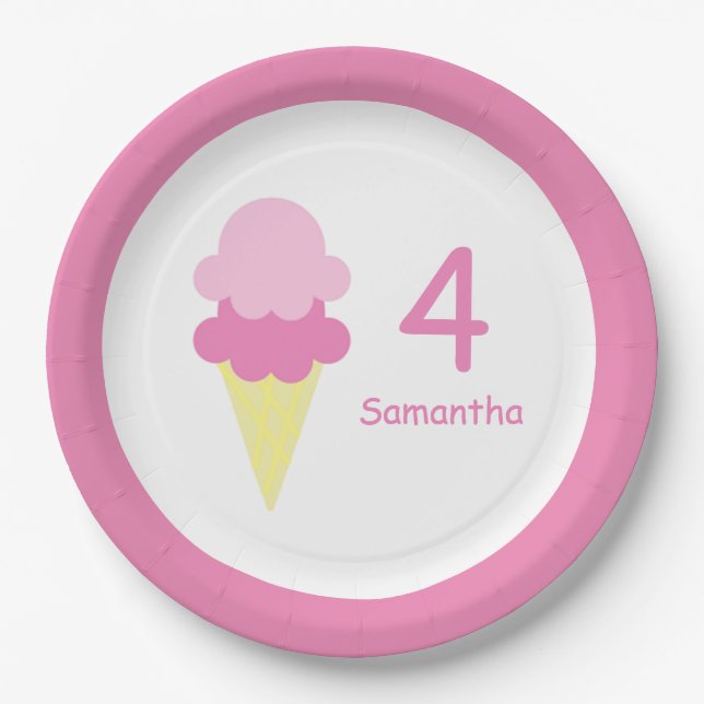 Ice Cream Birthday Paper Plate (Front)