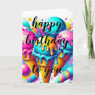 ice cream birthday party  card