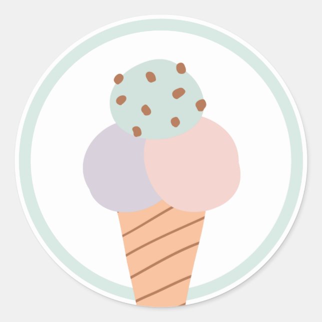 Ice Cream Birthday Party Favour Classic Round Sticker (Front)