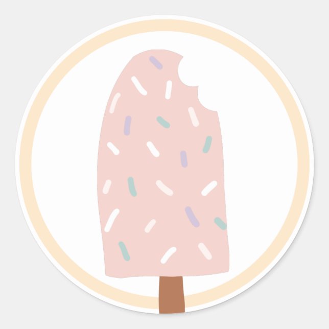 Ice Cream Birthday Party Favour Classic Round Sticker (Front)