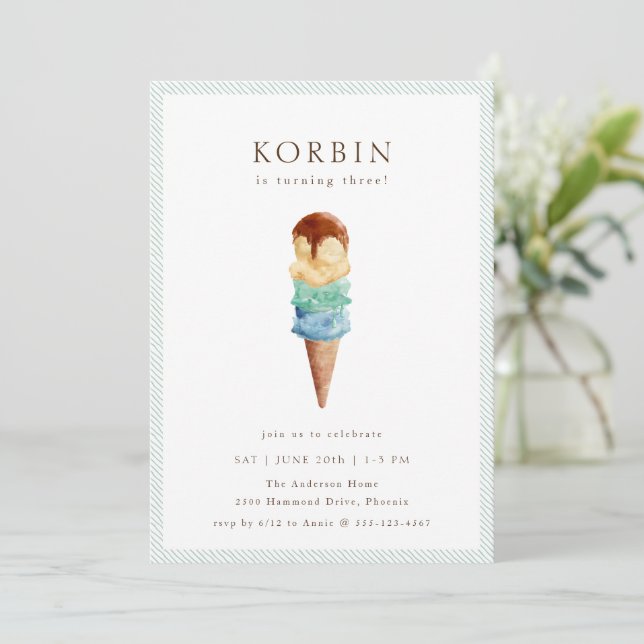 Ice Cream Birthday Party Invitation (Standing Front)