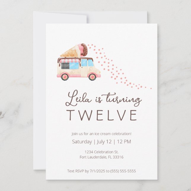 Ice Cream Birthday Party Invitation (Front)