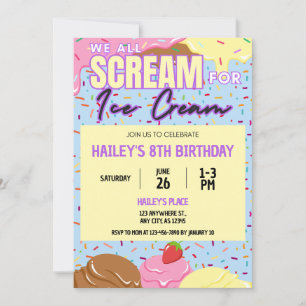 Ice Cream Birthday Party Invitation